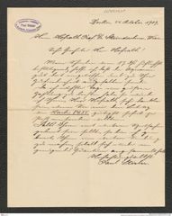 Nachlass Franz Steindachner, Brief von Paul Stieler an Franz Steindachner (24.10.1909), Inv.Nr. 517.01, Seite 1